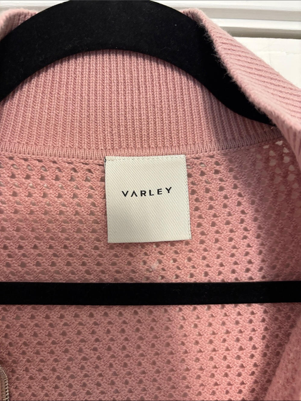 Varley Pink Openwork V-Neck Knit Sweater - Picture 2 of 8